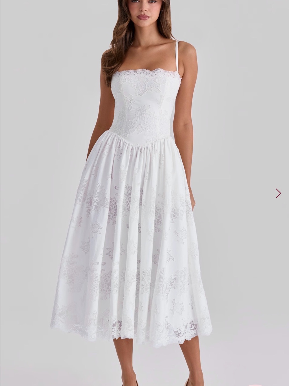 House of CB Chloe White Lace Midi Dress